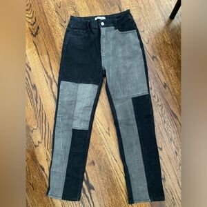 Black and Gray Block Colored Jeans